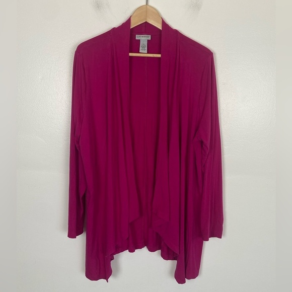 Catherines Women's Cardigan Size 0X 14/16W Color Pink Asymmetrical Open Front - Picture 1 of 7